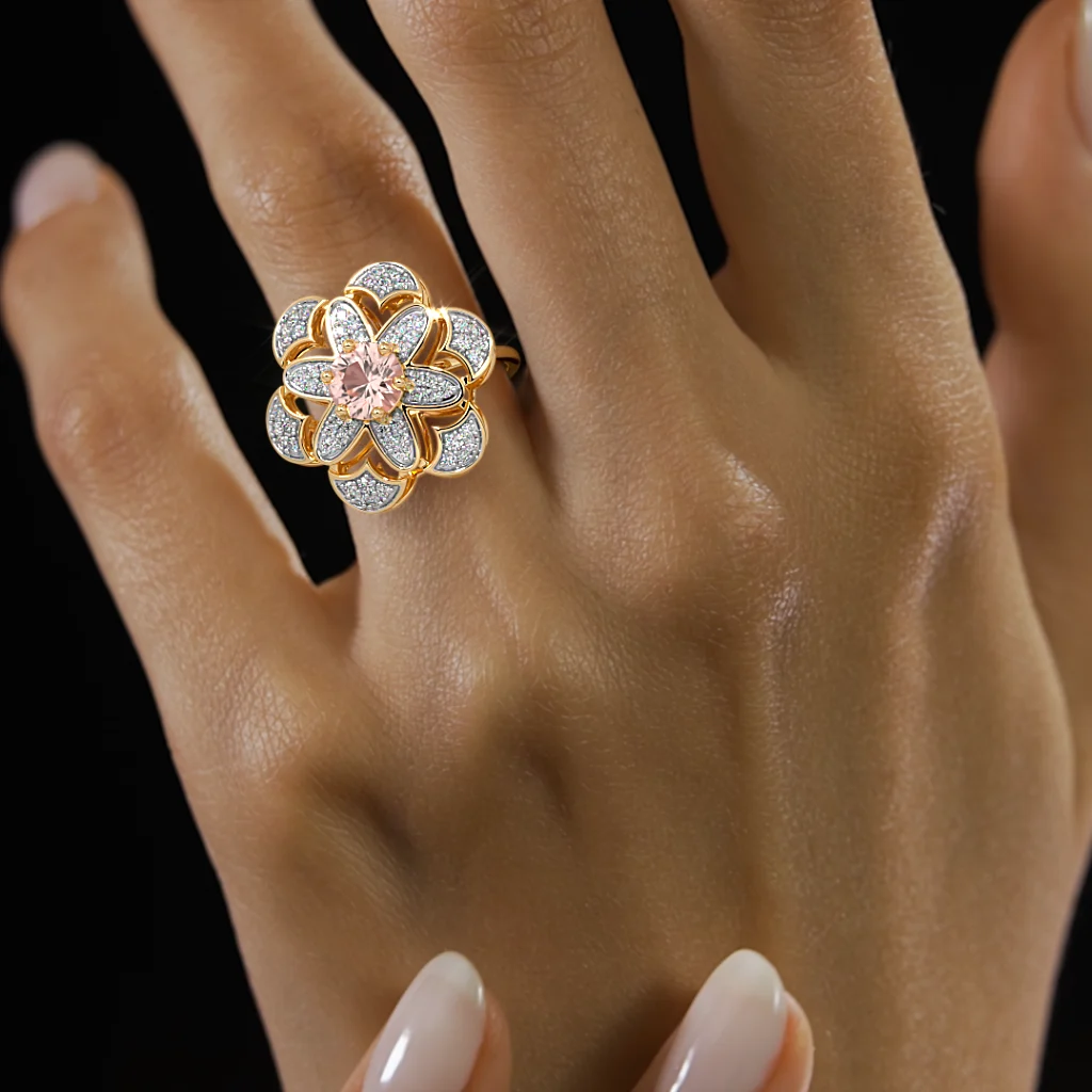 The Zinnia Rose Cocktail Ring - alternate view