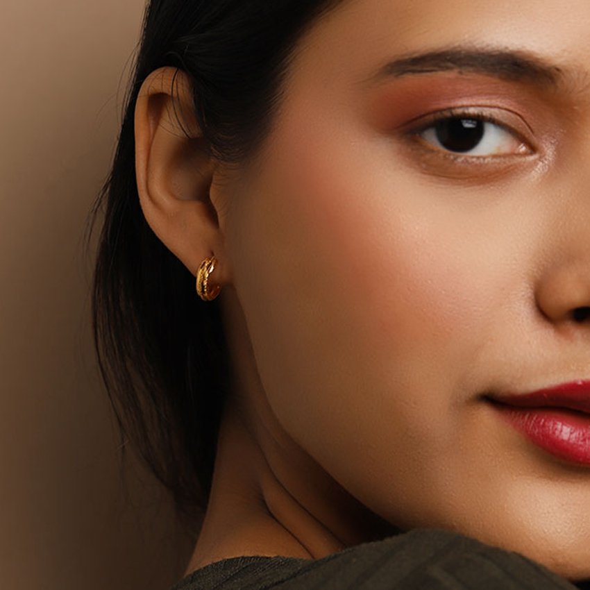 Shaina 22KT Gold Hoop Earrings - alternate view