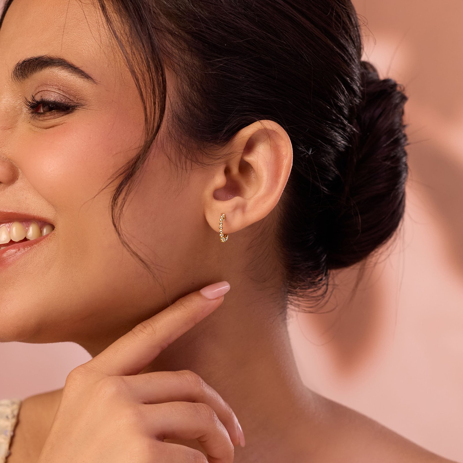 Auric Beads Gold Hoop Earrings - alternate view